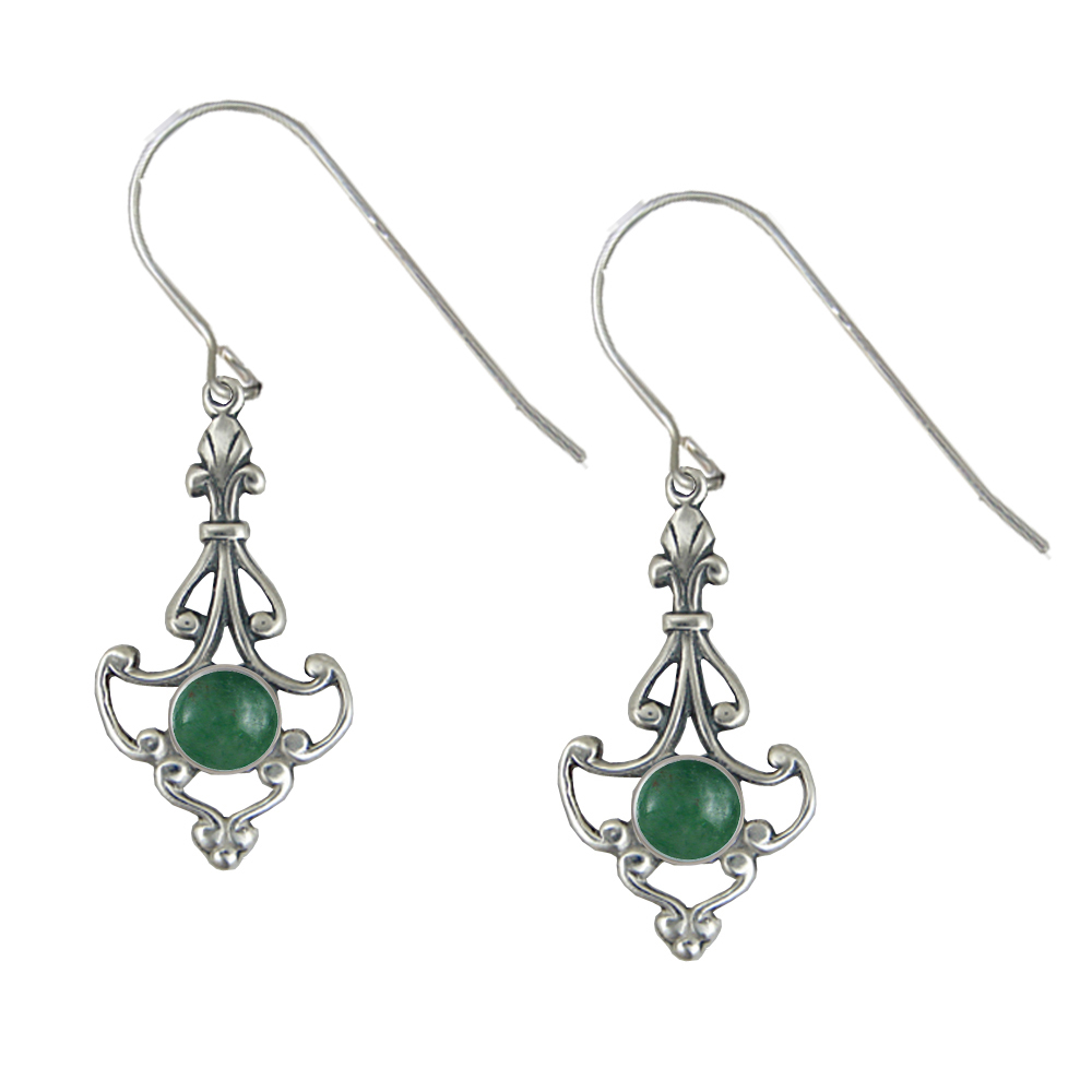 Sterling Silver Victorian Jade Drop Dangle Earrings